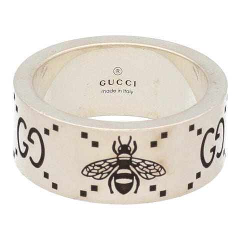 【中古】 GUCCI グッチ  指輪・リング GG＆ビー（ハチ） 728304 エングレービング ワイド　SV 23004709 LI