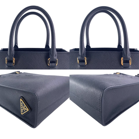 【中古】 PRADA プラダ  サフィアーノレザー ハンドバッグ ブラック ショルダーバッグ ２WAY メンズ レディース 23007357 DS