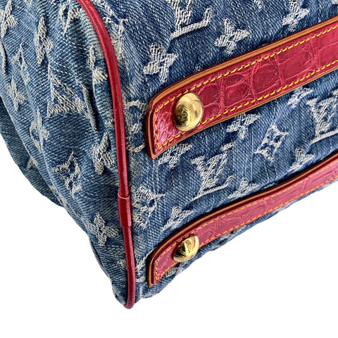 【中古】 LOUIS VUITTON ルイ・ヴィトン ネオ・スピーディ アリゲーター ハンドバッグ  M95013 クロコダイル 限定 2015年 デニム モノグラム SP0035 エキゾチック 23008602 AO