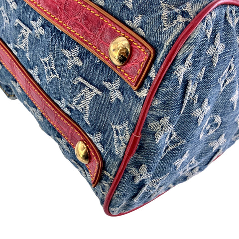 【中古】 LOUIS VUITTON ルイ・ヴィトン ネオ・スピーディ アリゲーター ハンドバッグ  M95013 クロコダイル 限定 2015年 デニム モノグラム SP0035 エキゾチック 23008602 AO