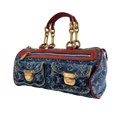 【中古】 LOUIS VUITTON ルイ・ヴィトン ネオ・スピーディ アリゲーター ハンドバッグ  M95013 クロコダイル 限定 2015年 デニム モノグラム SP0035 エキゾチック 23008602 AO