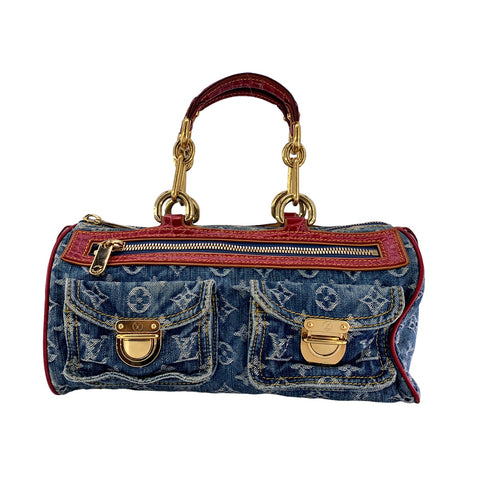 【中古】 LOUIS VUITTON ルイ・ヴィトン ネオ・スピーディ アリゲーター ハンドバッグ  M95013 クロコダイル 限定 2015年 デニム モノグラム SP0035 エキゾチック 23008602 AO