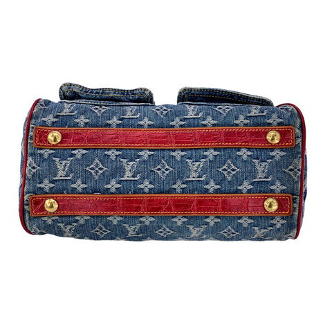 【中古】 LOUIS VUITTON ルイ・ヴィトン ネオ・スピーディ アリゲーター ハンドバッグ  M95013 クロコダイル 限定 2015年 デニム モノグラム SP0035 エキゾチック 23008602 AO