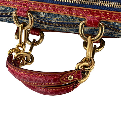 【中古】 LOUIS VUITTON ルイ・ヴィトン ネオ・スピーディ アリゲーター ハンドバッグ  M95013 クロコダイル 限定 2015年 デニム モノグラム SP0035 エキゾチック 23008602 AO