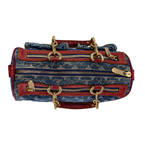 【中古】 LOUIS VUITTON ルイ・ヴィトン ネオ・スピーディ アリゲーター ハンドバッグ  M95013 クロコダイル 限定 2015年 デニム モノグラム SP0035 エキゾチック 23008602 AO