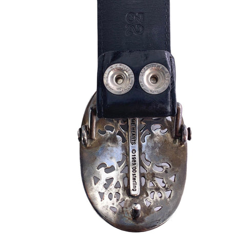【中古】 CHROME HEARTS クロムハーツ メンズベルト クラシックオーバル クロスバックルベルト 32インチ 全長 約100cm シルバー ブラック 23010669 MY