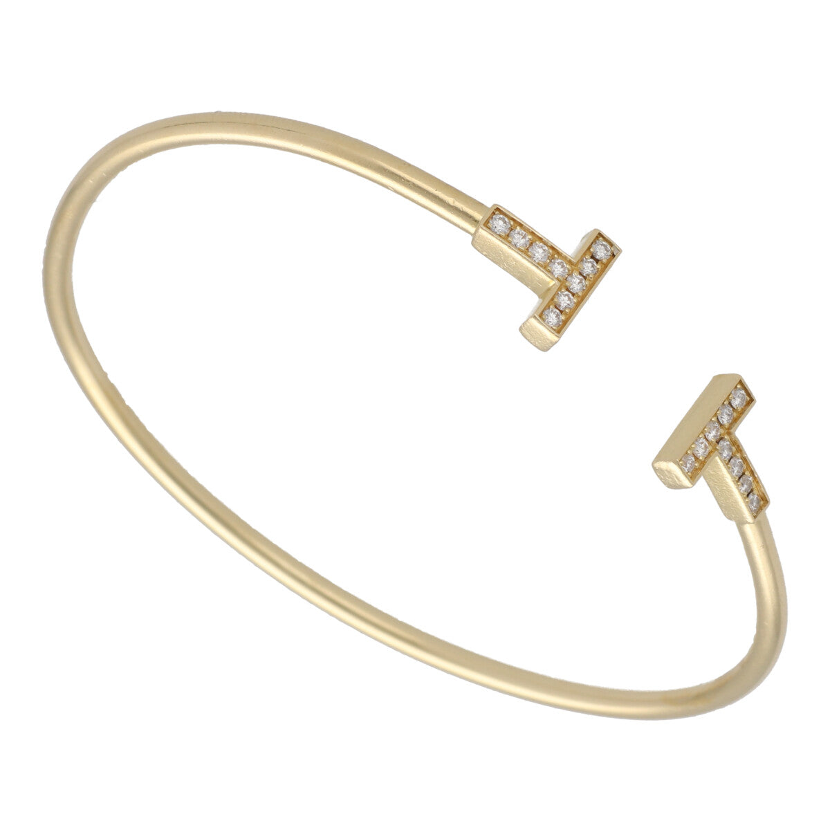 【中古】 Tiffany ＆ Co. ティファニー Tワイヤーブレスレット YG ダイヤモンド ブレスレット 60010754 Au750 ゴールド バングル 23014487 DS