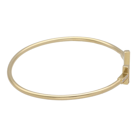 【中古】 Tiffany ＆ Co. ティファニー Tワイヤーブレスレット YG ダイヤモンド ブレスレット 60010754 Au750 ゴールド バングル 23014487 DS