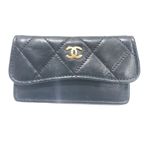 【中古】 CHANEL シャネル カードケース マトラッセ ブラック ゴールド金具 カードケース コインケース 23015114 HO