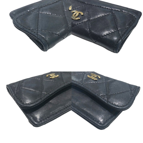 【中古】 CHANEL シャネル カードケース マトラッセ ブラック ゴールド金具 カードケース コインケース 23015114 HO