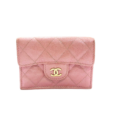 【中古】 CHANEL シャネル  クラシック スモール フラップ キャビアスキン ウォレット ラメ/ピンク GD金具 レディース 三つ折り財布 AP0230 23018533 HO