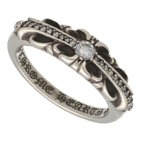 【中古】 CHROME HEARTS クロムハーツ ベイビークラシック フローラルクロス リング 12号 SV925 ダイヤモンド シルバー 指輪 23018944 RS