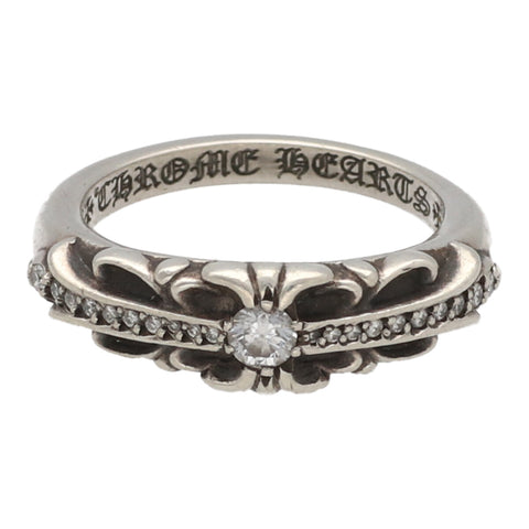 【中古】 CHROME HEARTS クロムハーツ ベイビークラシック フローラルクロス リング 12号 SV925 ダイヤモンド シルバー 指輪 23018944 RS