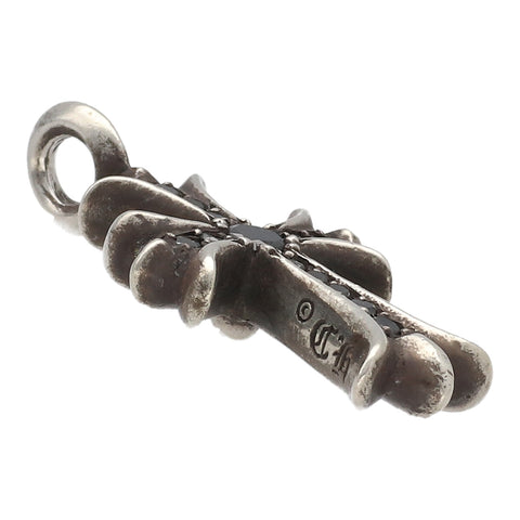 【中古】 CHROME HEARTS クロムハーツ ペンダント タイニーファットクロスチャーム ブラックダイヤモンド パヴェダイヤ PD ネックレス シルバー アクセサリー 23018946 AO