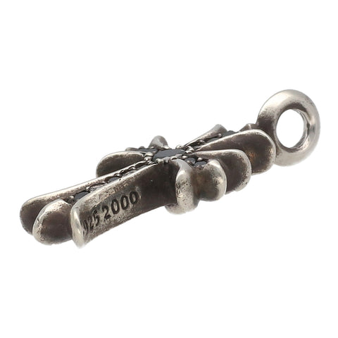【中古】 CHROME HEARTS クロムハーツ ペンダント タイニーファットクロスチャーム ブラックダイヤモンド パヴェダイヤ PD ネックレス シルバー アクセサリー 23018946 AO