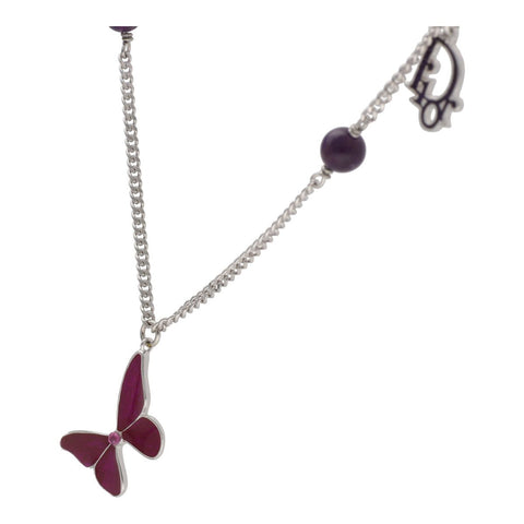 【中古】Dior ディオール バタフライ モチーフ ネックレス シルバー ペンダント アクセサリー 23019900DS
