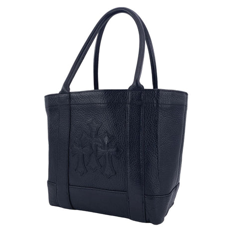 【中古】 CHROME HEARTS クロムハーツ TOTE MINI トートバッグ トートミニ バッグ ヘビーレザー クロスパッチ シルバー スクロールラベル 23024115 AO