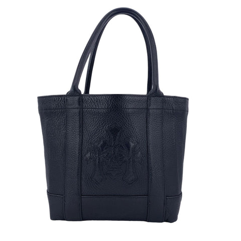 【中古】 CHROME HEARTS クロムハーツ TOTE MINI トートバッグ トートミニ バッグ ヘビーレザー クロスパッチ シルバー スクロールラベル 23024115 AO