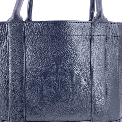 【中古】 CHROME HEARTS クロムハーツ TOTE MINI トートバッグ トートミニ バッグ ヘビーレザー クロスパッチ シルバー スクロールラベル 23024115 AO