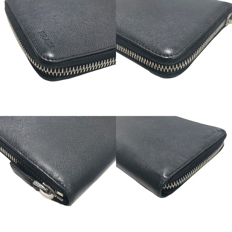 【中古】 PRADA プラダ ラウンドファスナー 長財布 サフィアーノ ブラック ウォレット 23024447 DS