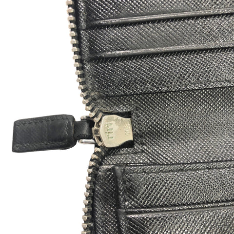 【中古】 PRADA プラダ ラウンドファスナー 長財布 サフィアーノ ブラック ウォレット 23024447 DS