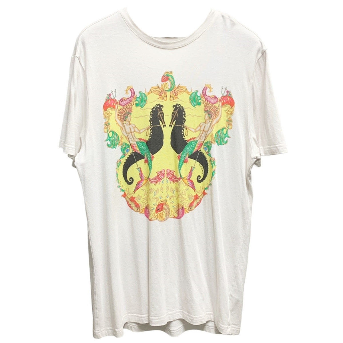 【中古】 VERSACE ヴェルサーチ プリント Tシャツ 48 ホワイト/白 半袖 カットソー 23025741 DS