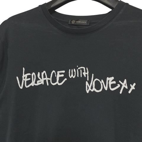 【中古】 VERSACE ヴェルサーチ ロゴプリント 半袖Tシャツ M A81882 A228806 ブラック 黒 トップス カットソー 23025742 RS