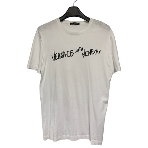 【中古】 VERSACE ヴェルサーチ ロゴプリント 半袖Tシャツ S A81882 A228806 ホワイト 白 トップス カットソー 23025743 RS