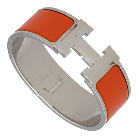 【中古】 HERMES エルメス クリッククラック GM オレンジ シルバー バングル ブレスレット 23026424 RS