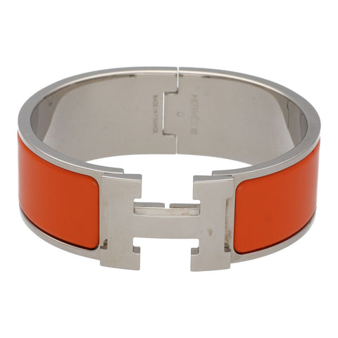 【中古】 HERMES エルメス クリッククラック GM オレンジ シルバー バングル ブレスレット 23026424 RS