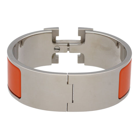 【中古】 HERMES エルメス クリッククラック GM オレンジ シルバー バングル ブレスレット 23026424 RS