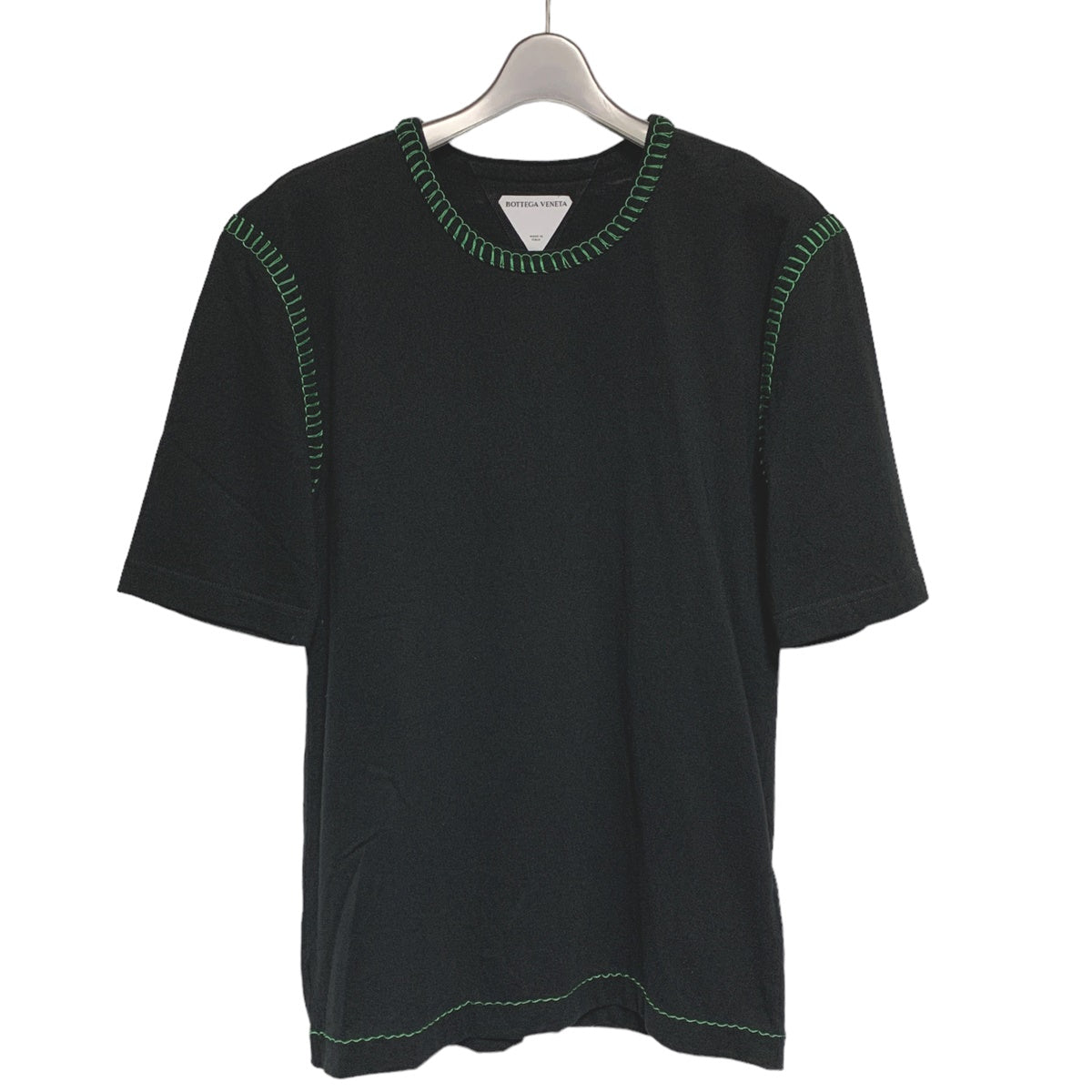 【中古】 Bottega Veneta ボッテガウェネタ カラーコントラスト ステッチ Tシャツ XS 686506 V1P70 ブラック グリーン 黒 緑 半袖 ショートスリーブ コットン 23026828 RS