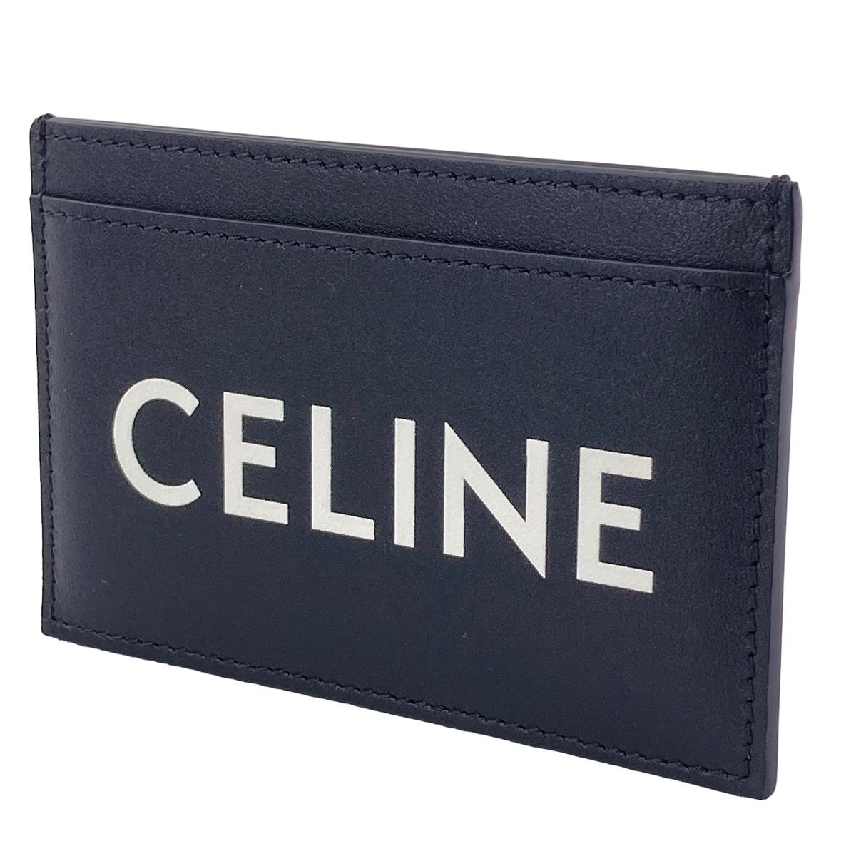 【中古】 CELINE セリーヌ ロゴプリントカードホルダー 黒 カードケース  10B703DMF.38SI レザー 23027144 AS