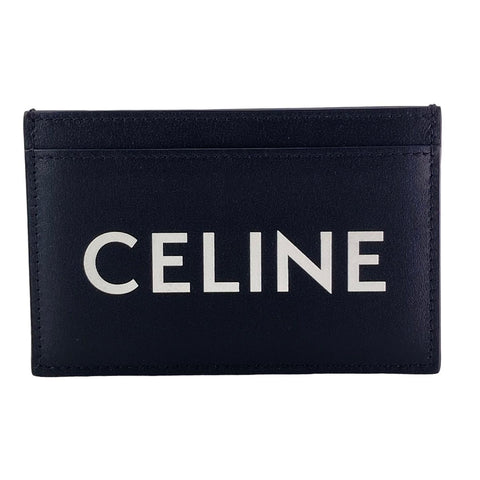 【中古】 CELINE セリーヌ ロゴプリントカードホルダー 黒 カードケース  10B703DMF.38SI レザー 23027144 AS