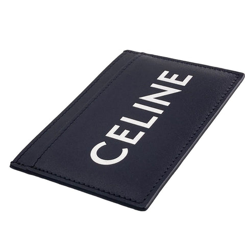 【中古】 CELINE セリーヌ ロゴプリントカードホルダー 黒 カードケース  10B703DMF.38SI レザー 23027144 AS