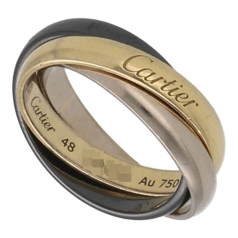 【中古】 Cartier カルティエ クラシックトリニティリング 48 B4235648 K18WG K18YG セラミック ホワイトゴールド イエローゴールド ブラック 3連 指輪 23027289 RS