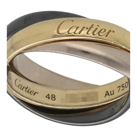 【中古】 Cartier カルティエ クラシックトリニティリング 48 B4235648 K18WG K18YG セラミック ホワイトゴールド イエローゴールド ブラック 3連 指輪 23027289 RS