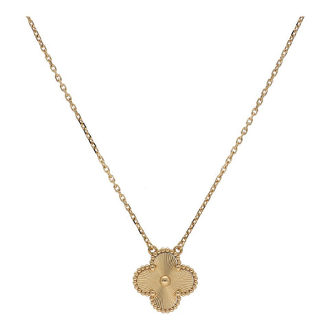 【中古】 Van Cleef and Arpels ヴァンクリーフ&アーペル ヴィンテージ アルハンブラ ペンダント ギヨシェ VCARP4KL00 K18 イエローゴールド ネックレス 23027935 RS