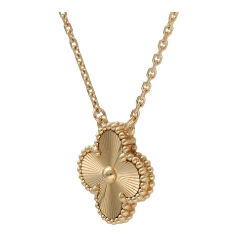 【中古】 Van Cleef and Arpels ヴァンクリーフ&アーペル ヴィンテージ アルハンブラ ペンダント ギヨシェ VCARP4KL00 K18 イエローゴールド ネックレス 23027935 RS