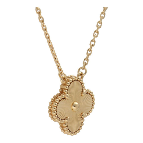 【中古】 Van Cleef and Arpels ヴァンクリーフ&アーペル ヴィンテージ アルハンブラ ペンダント ギヨシェ VCARP4KL00 K18 イエローゴールド ネックレス 23027935 RS