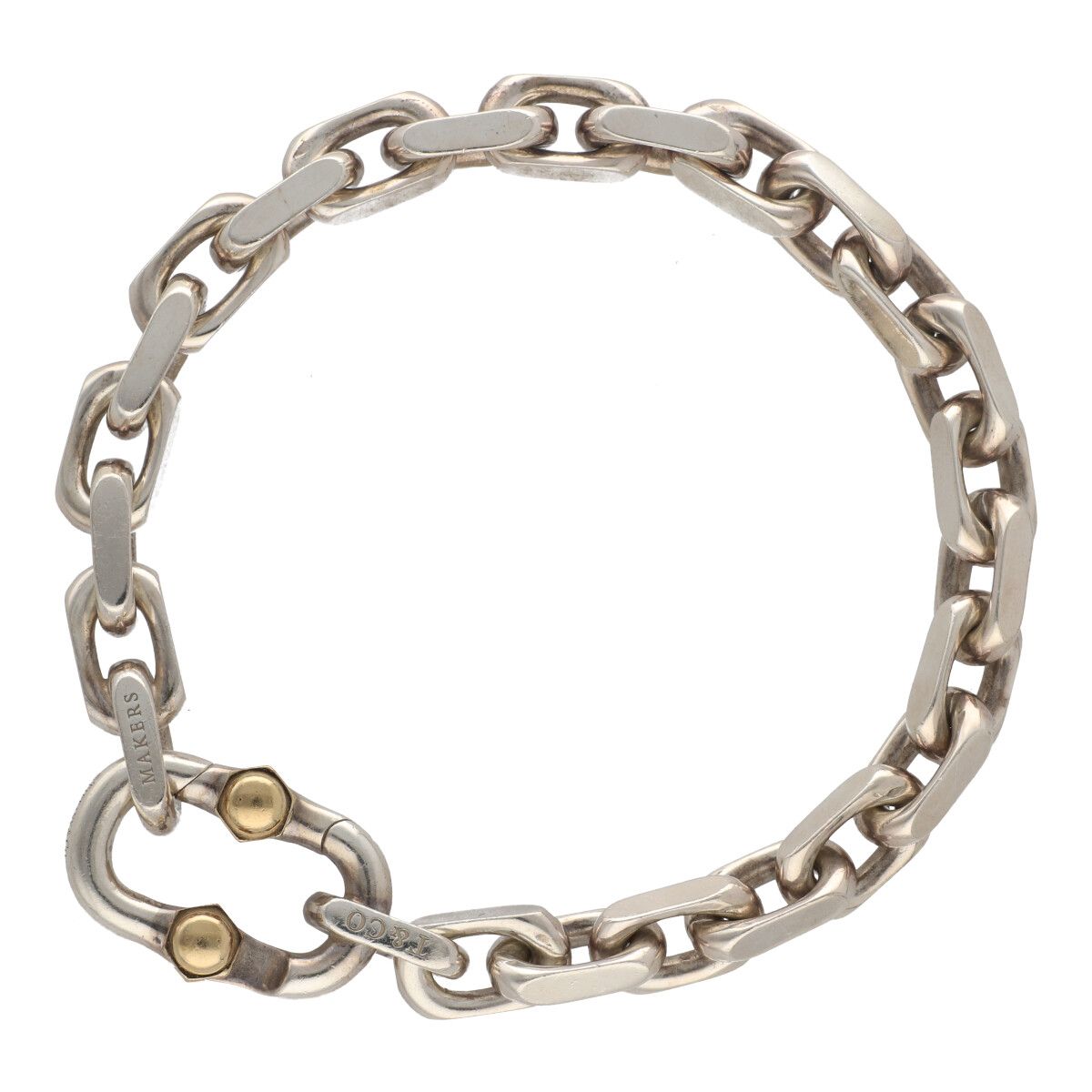 【中古】 Tiffany＆Co. ティファニー メイカーズ ワイド チェーン ブレスレット 66875458 K18 Ag925 ゴールド シルバー 1837 アクセサリー 23032419 RS