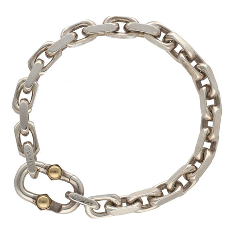 【中古】 Tiffany＆Co. ティファニー メイカーズ ワイド チェーン ブレスレット 66875458 K18 Ag925 ゴールド シルバー 1837 アクセサリー 23032419 RS