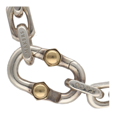 【中古】 Tiffany＆Co. ティファニー メイカーズ ワイド チェーン ブレスレット 66875458 K18 Ag925 ゴールド シルバー 1837 アクセサリー 23032419 RS