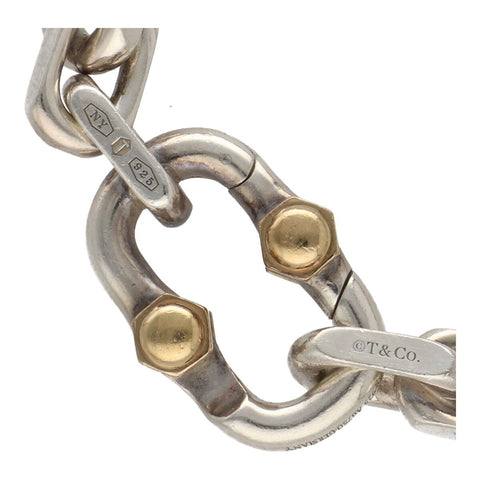 【中古】 Tiffany＆Co. ティファニー メイカーズ ワイド チェーン ブレスレット 66875458 K18 Ag925 ゴールド シルバー 1837 アクセサリー 23032419 RS