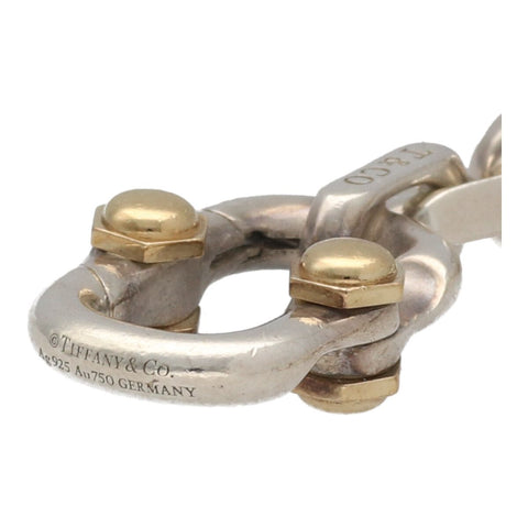 【中古】 Tiffany＆Co. ティファニー メイカーズ ワイド チェーン ブレスレット 66875458 K18 Ag925 ゴールド シルバー 1837 アクセサリー 23032419 RS