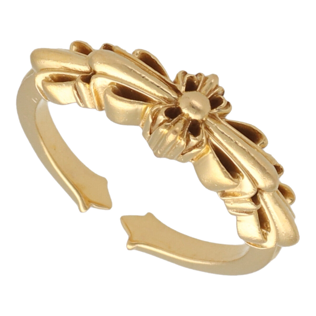 【中古】 CHROME HEARTS クロムハーツ ベイビークラシック ダブルフローラルクロス リング 15.5号 22K ゴールド 指輪 23034581 RS