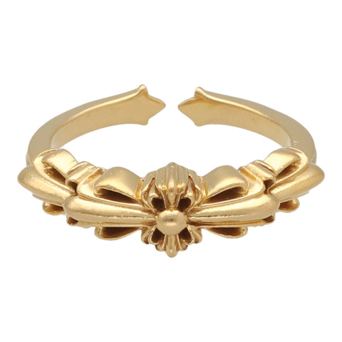【中古】 CHROME HEARTS クロムハーツ ベイビークラシック ダブルフローラルクロス リング 15.5号 22K ゴールド 指輪 23034581 RS