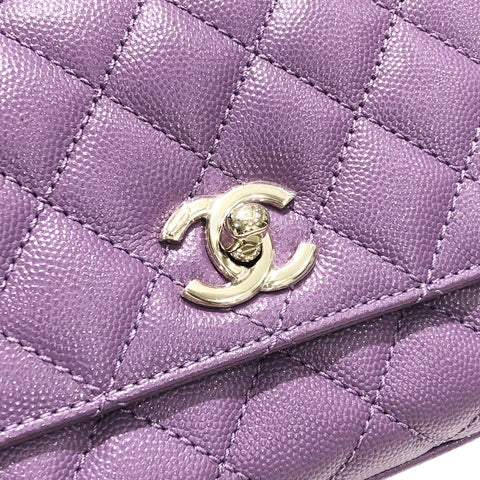 【中古】 CHANEL シャネル  ショルダーバッグ・メッセンジャーバッグ   マトラッセ ココハンドルXXS キャビアスキンパープル 23035292 AK