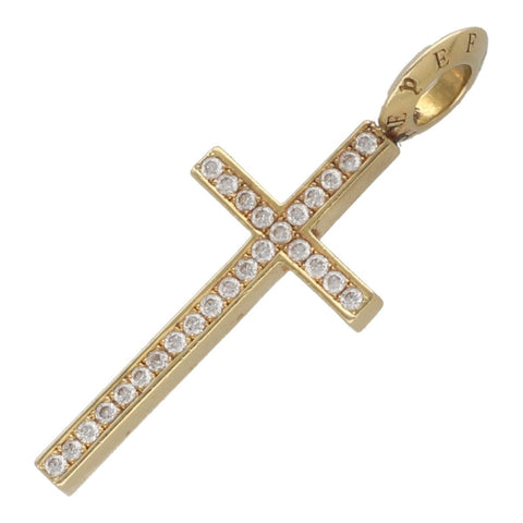 【中古】 EYEFUNNY アイファニー フラットクロス S HFC002 K18 イエローゴールド ダイヤモンド ネックレス ペンダント チャーム トップ 23036057 RS