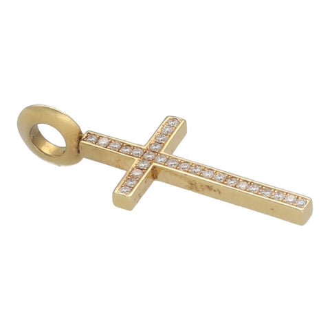 【中古】 EYEFUNNY アイファニー フラットクロス S HFC002 K18 イエローゴールド ダイヤモンド ネックレス ペンダント チャーム トップ 23036057 RS